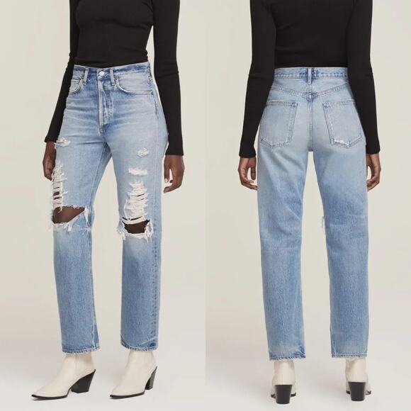 Agolde 90's Distressed Jeans NEW Major Wash Mid Rise Loose Fit Distressed Sz 26 - Picture 1 of 8